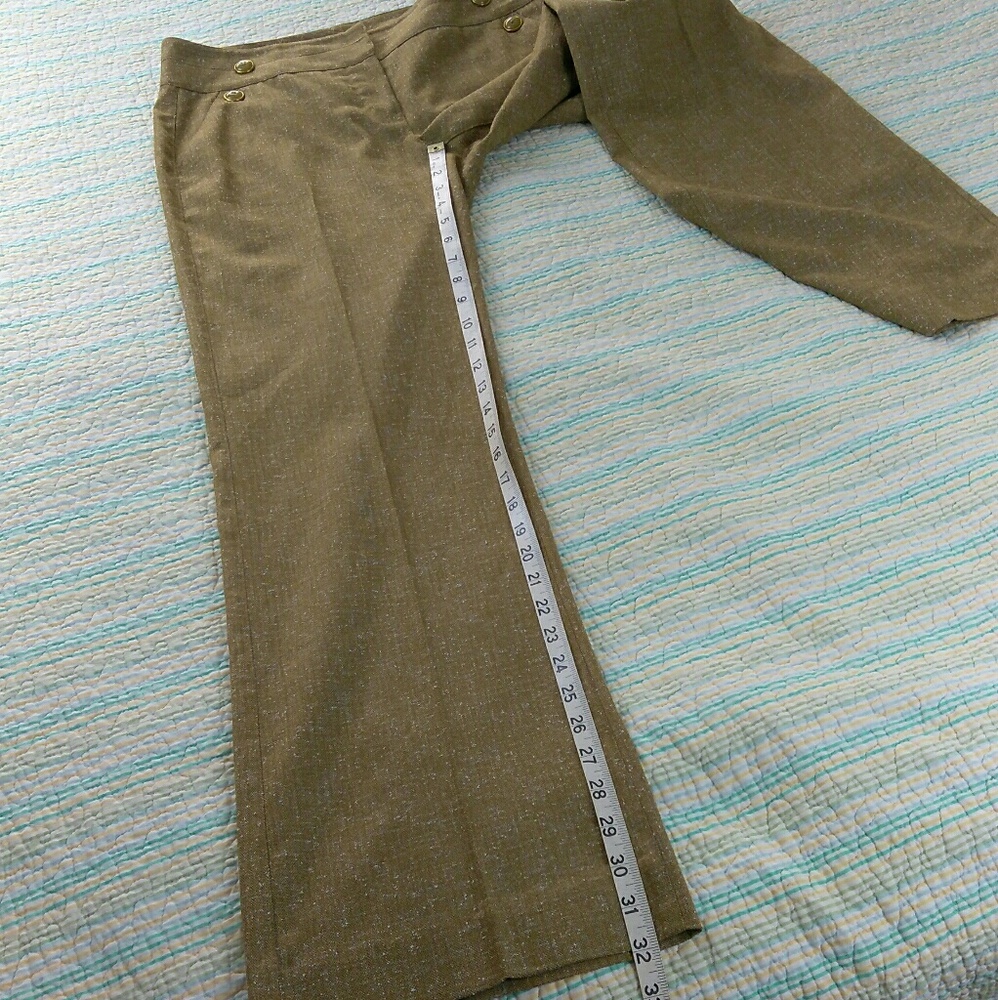 CAbi Sz 6 Tan Brown Tweed Trouser Sailor Pants - Picture 2 of 8